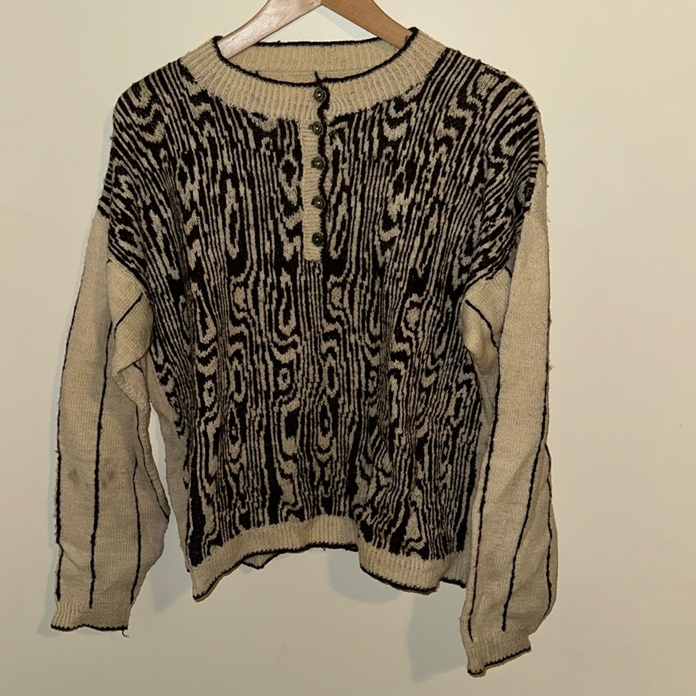 HANDKNIT Womens Wool Cardigan Sweater Size L